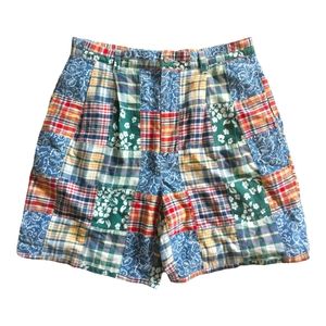 Vintage 90s Tommy Hilfiger Plaid Patchwork Bermuda Shorts